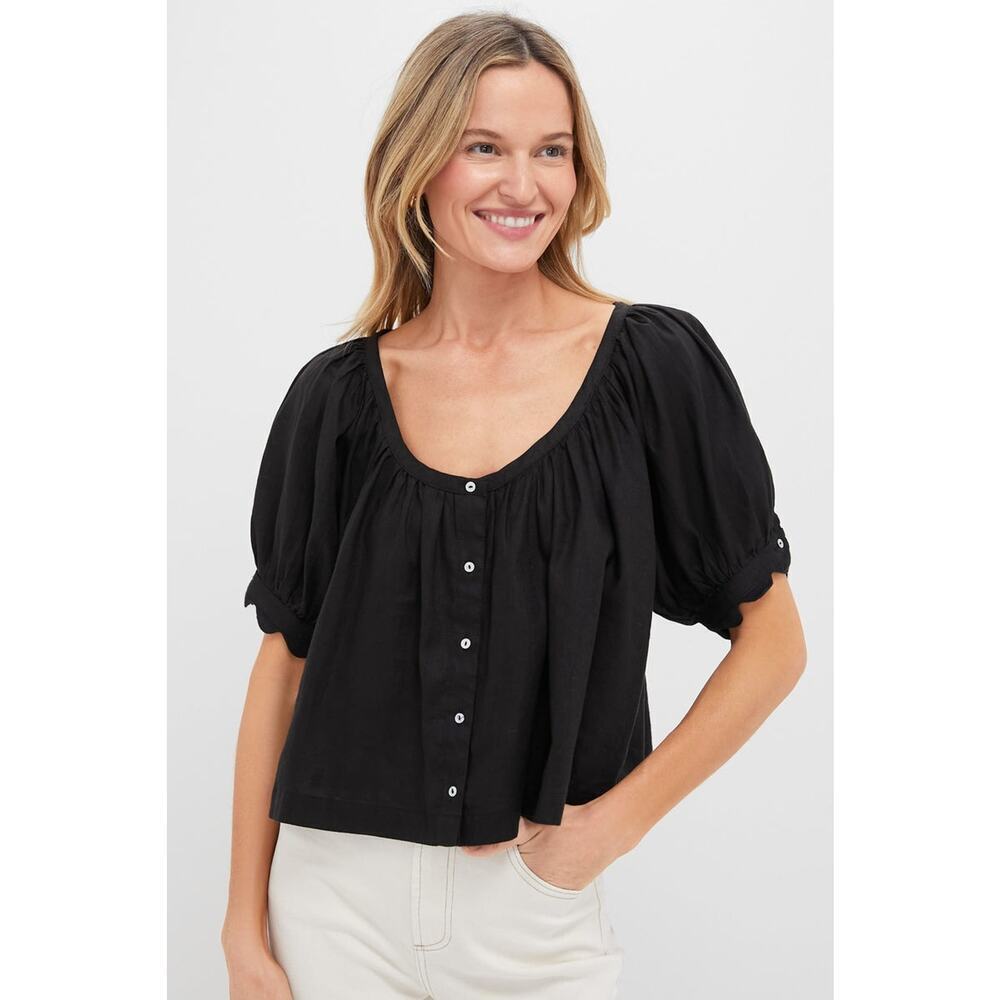 TUCKERNUCK Black Linen Tully Top Size XXL NWT Retail $128 Tuckernuck